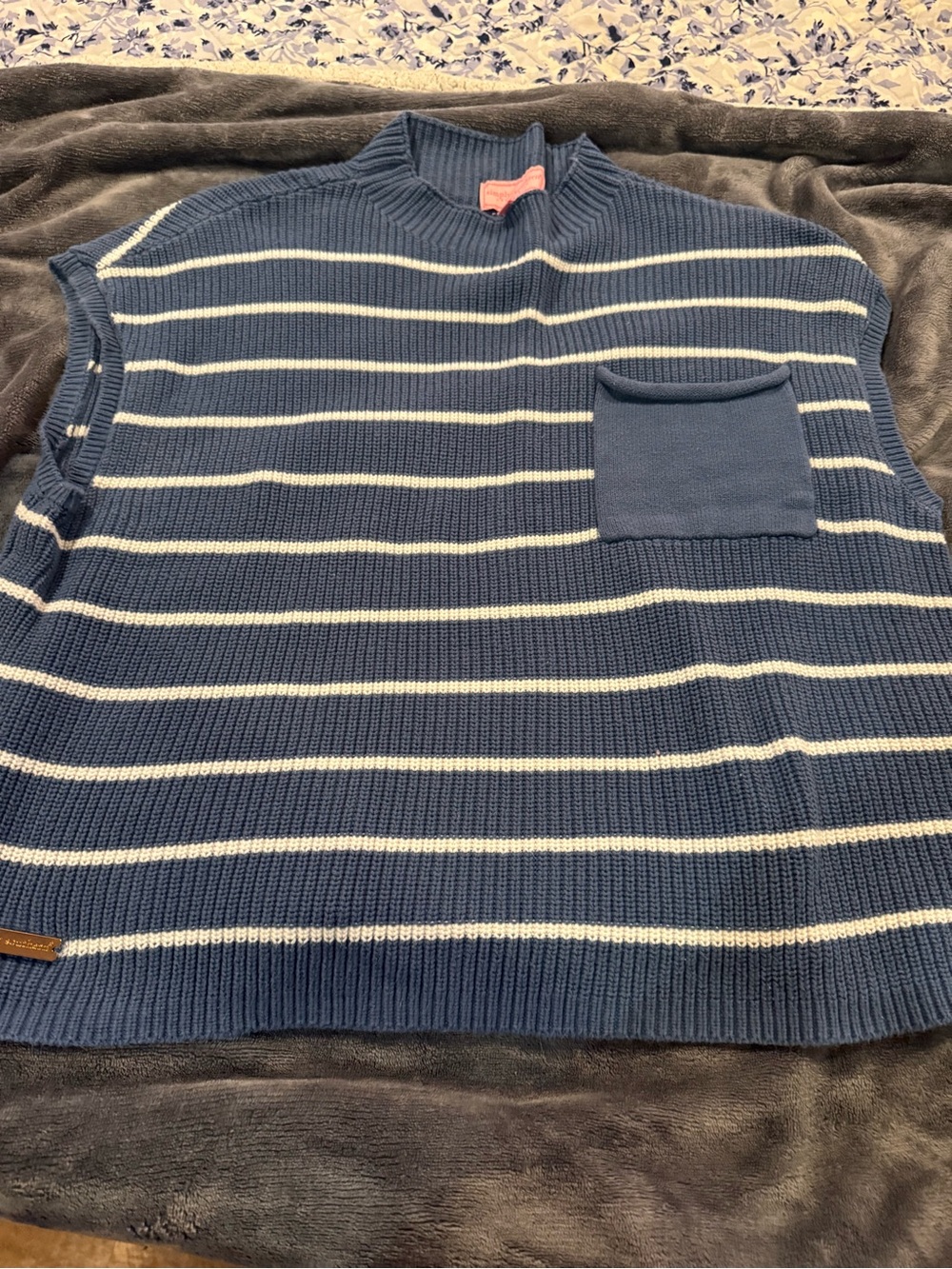 Simply Southern Navy and White Striped Crewneck Sweater Vest/ sleeveless sweater